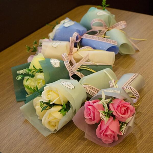 3 Heads Artificial Rose Bouquet Soap Flower Petals Valentine Day Gifts for Women,Best Friend and Girlfriend,Birthday,Christmas Valentine'S Day from Daughter Son Husband,Artificial Plants and Flowers