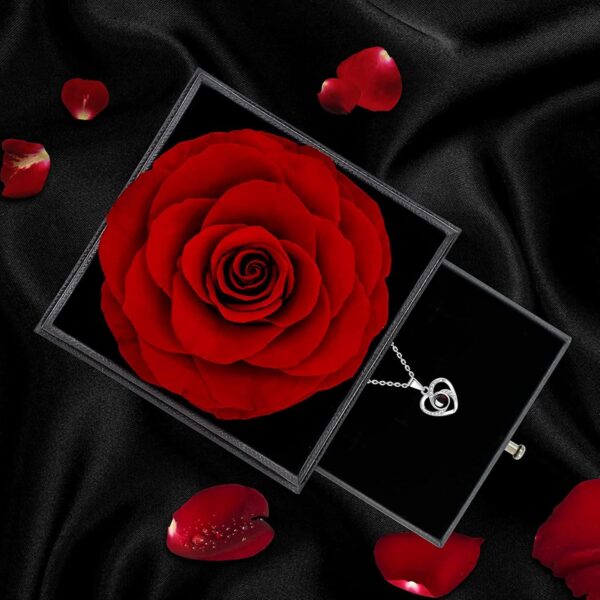 Gifts for Mum, Preserved Eternal Rose Gift Box for Mothers Day with Love You Necklace, Artificial Rose Gifts for Mum Her on Birthday, Anniversary, Valentines Day