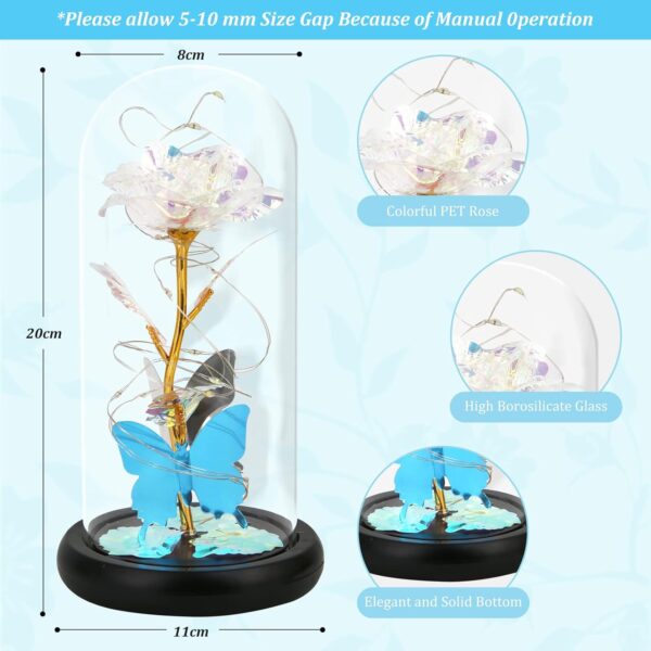 Birthday Gifts for Women,Rose Gifts for Her/Mom/Wife,Eternal Rose Artificial Flower in Glass Dome,Rose Flower Gifts for New Year/Anniversary/Thanksgiving/Valentine'S Day,Rose with Butterfly