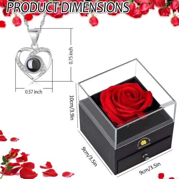 Gifts for Mum, Preserved Eternal Rose Gift Box for Mothers Day with Love You Necklace, Artificial Rose Gifts for Mum Her on Birthday, Anniversary, Valentines Day