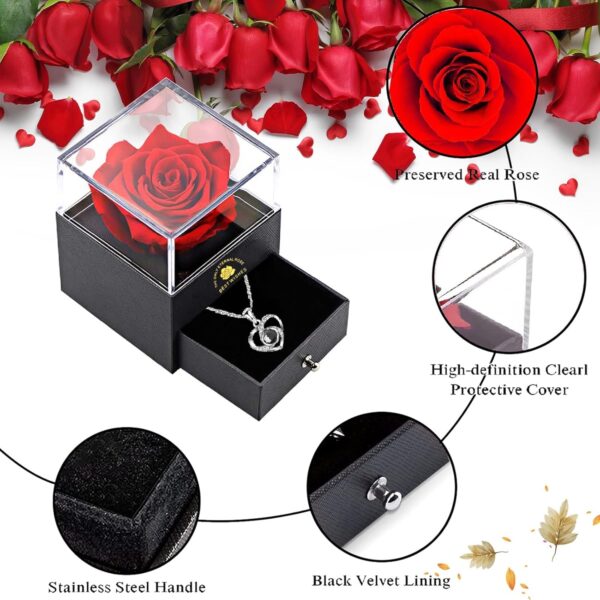 Gifts for Mum, Preserved Eternal Rose Gift Box for Mothers Day with Love You Necklace, Artificial Rose Gifts for Mum Her on Birthday, Anniversary, Valentines Day