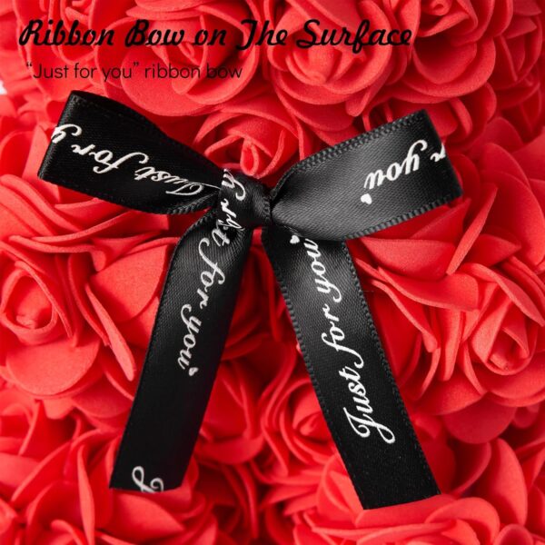 Rose Bear with Transparent Gift Box & Black Ribbon Rose Petals Teddy Bear Presents for Women, Mother'S Day, Artificial Flowers Rose Bear for Her, for Girlfriend and "Just for You" Valentines Gifts