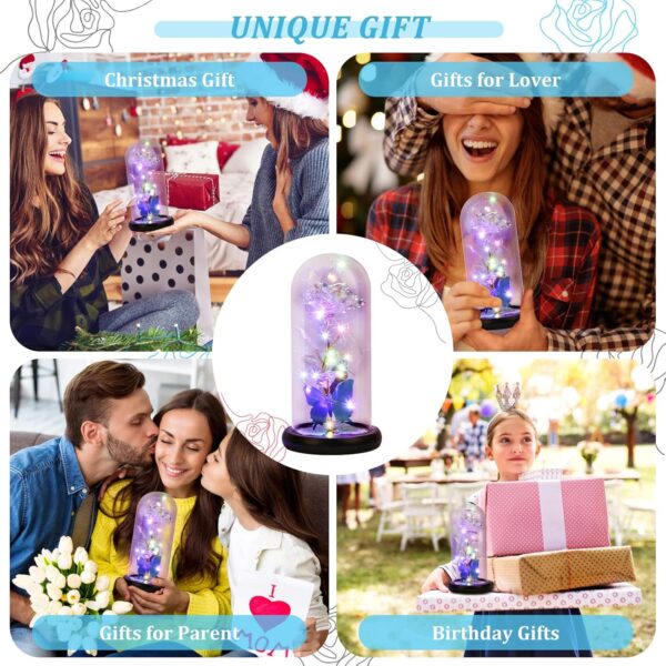 Birthday Gifts for Women,Rose Gifts for Her/Mom/Wife,Eternal Rose Artificial Flower in Glass Dome,Rose Flower Gifts for New Year/Anniversary/Thanksgiving/Valentine'S Day,Rose with Butterfly