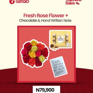Heartfelt Package - Fresh Flower, Big Chocolate and Free Note